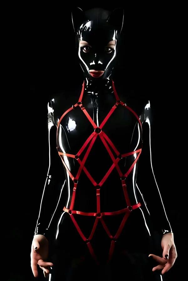 Adjustable Elastic Full Body Harness with O-Ring Detail