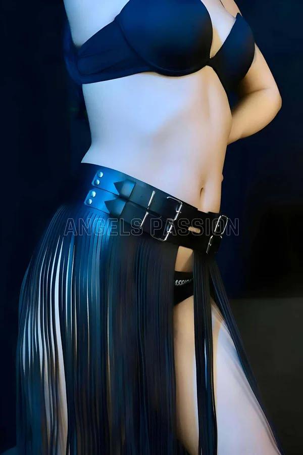 Fringe Skirt Harness with Double Buckle Belt