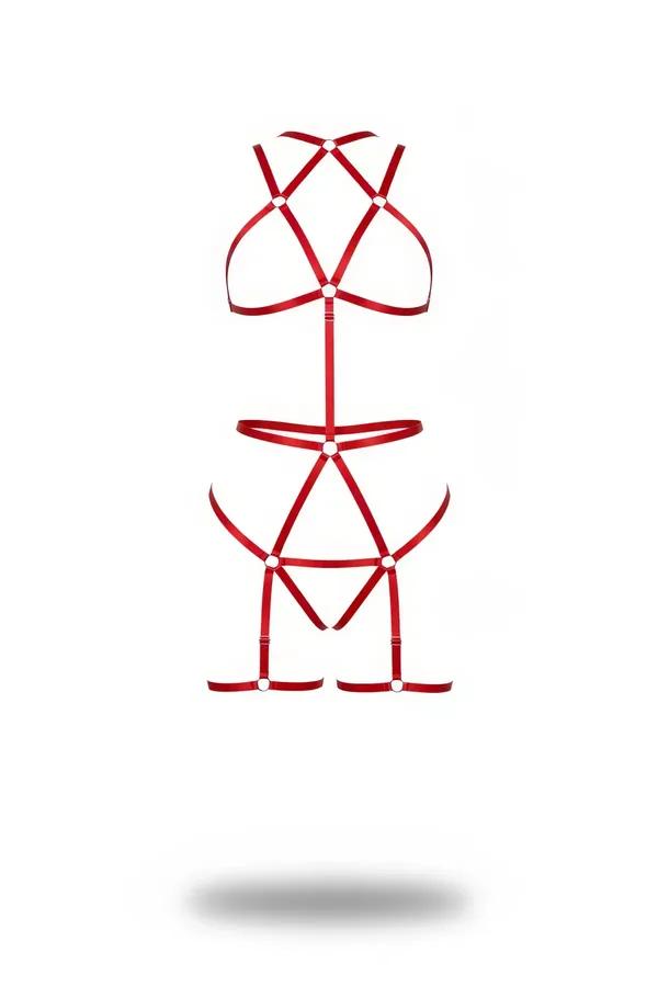 Strappy Full Body Harness with O-Ring Accents
