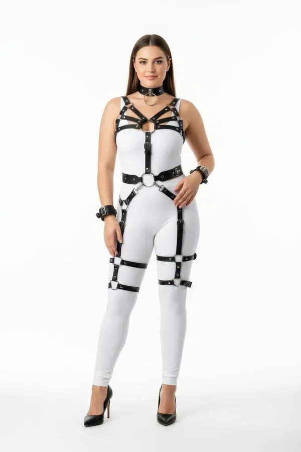 Full Body Harness with Leg Garters & Collar