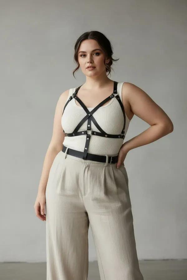 X-Strap Chest Harness with Silver Stud Accents