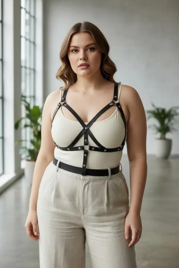 X-Strap Chest Harness with Silver Stud Accents