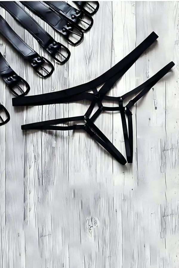 Harness Thong with Caged Strap Details