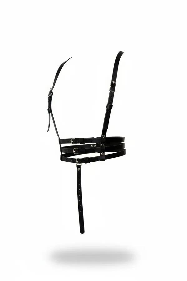 Black Strappy Faux Leather Underbust Body Harness