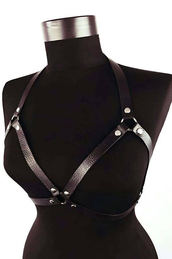 Strappy Faux Leather Body Harness with O-Ring Detail