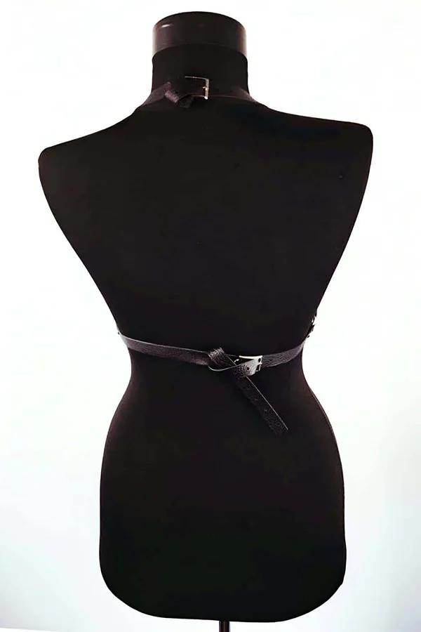 Strappy Faux Leather Body Harness with O-Ring Detail