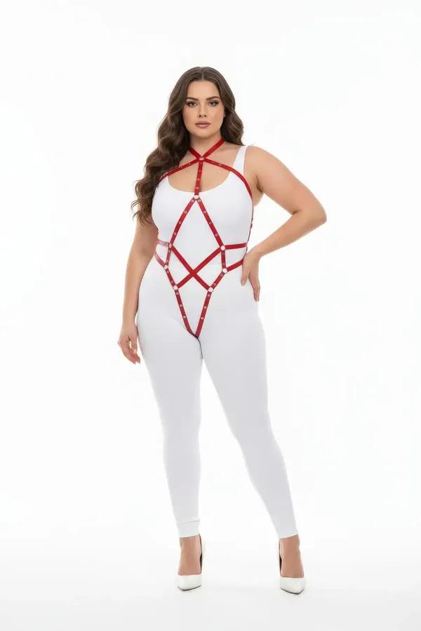 Strappy Full Body Harness with O-Ring Accents