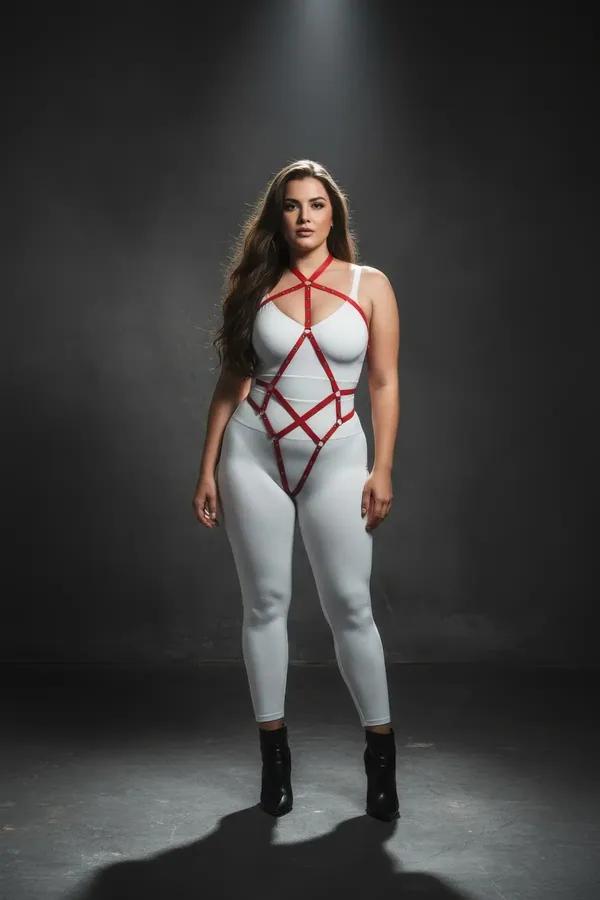 Strappy Full Body Harness with O-Ring Accents