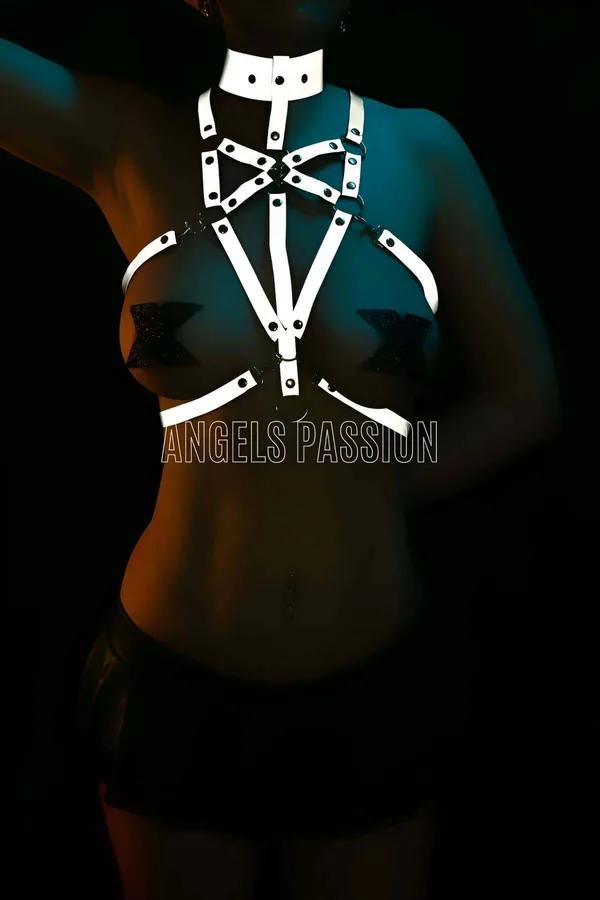 Reflective Strappy Body Harness with Choker Set