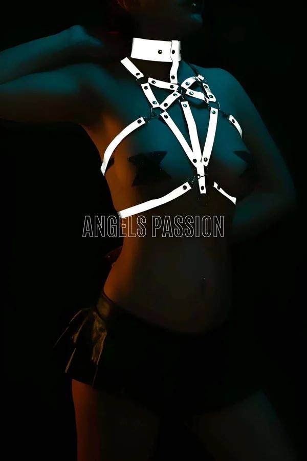 Reflective Strappy Body Harness with Choker Set