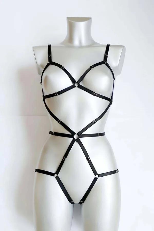 Full Body Harness with Central O-Ring Accents