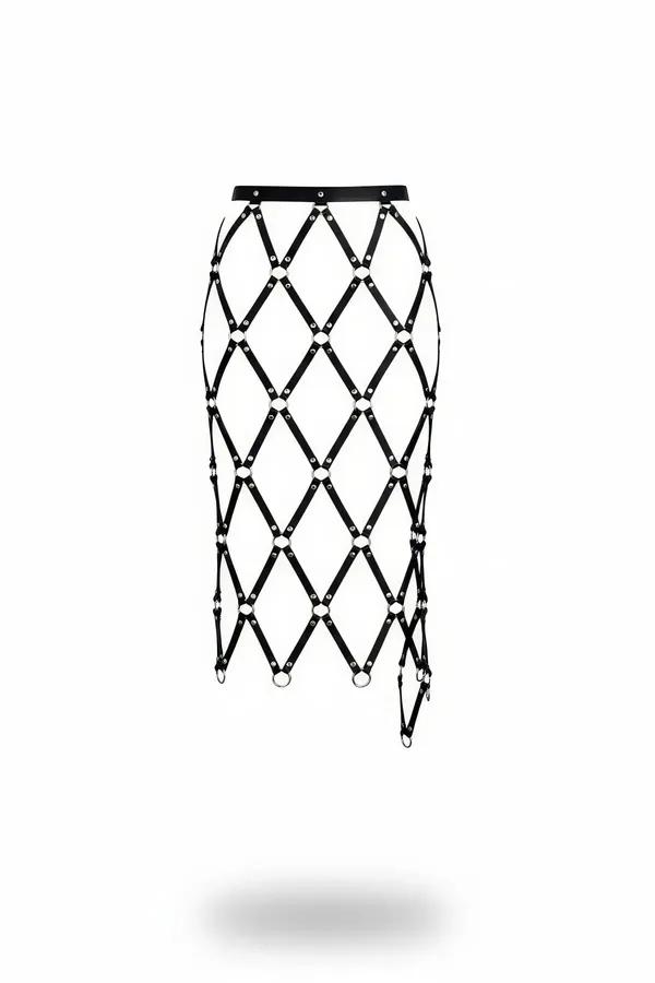 Black Cage Harness Skirt with O-Ring Details
