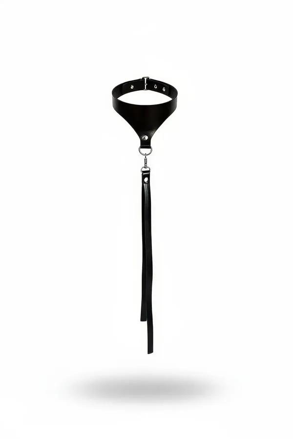 Black Faux Leather Choker with Detachable Tassel