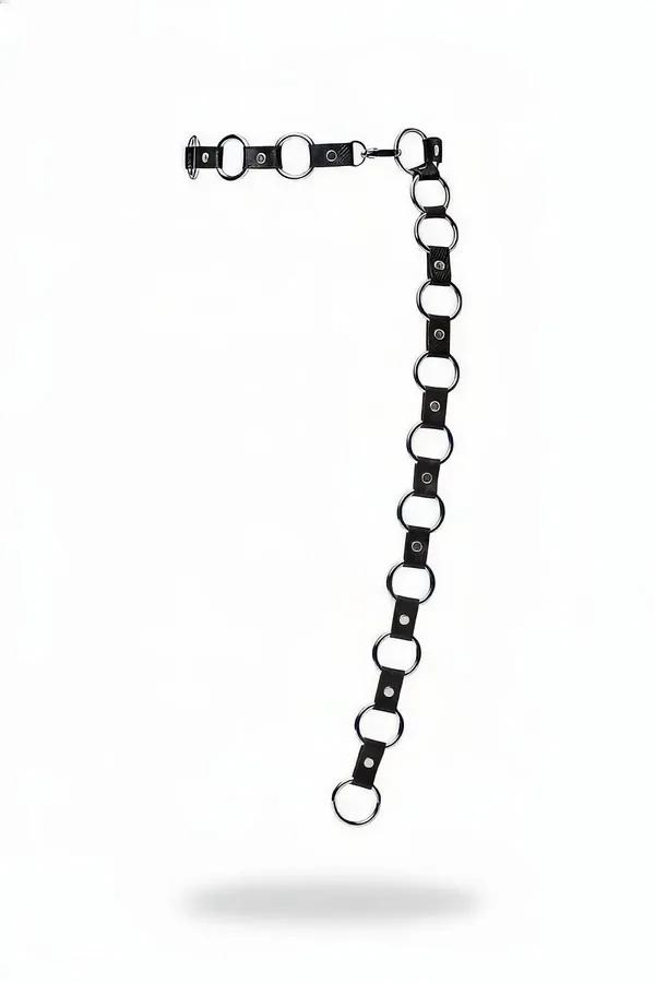 Black Faux Leather O-Ring Belt Chain Waist Harness