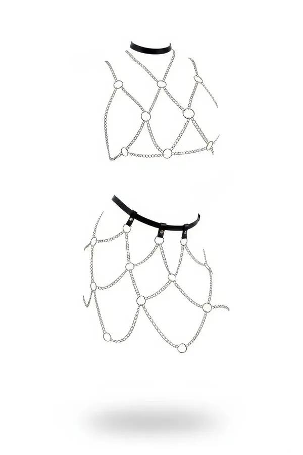 Silver Chain Mesh Body Harness & Waist Skirt Set