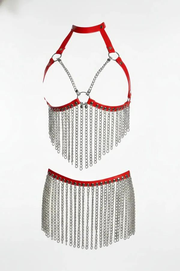 Chain Fringe Halter Harness & Waist Skirt Set
