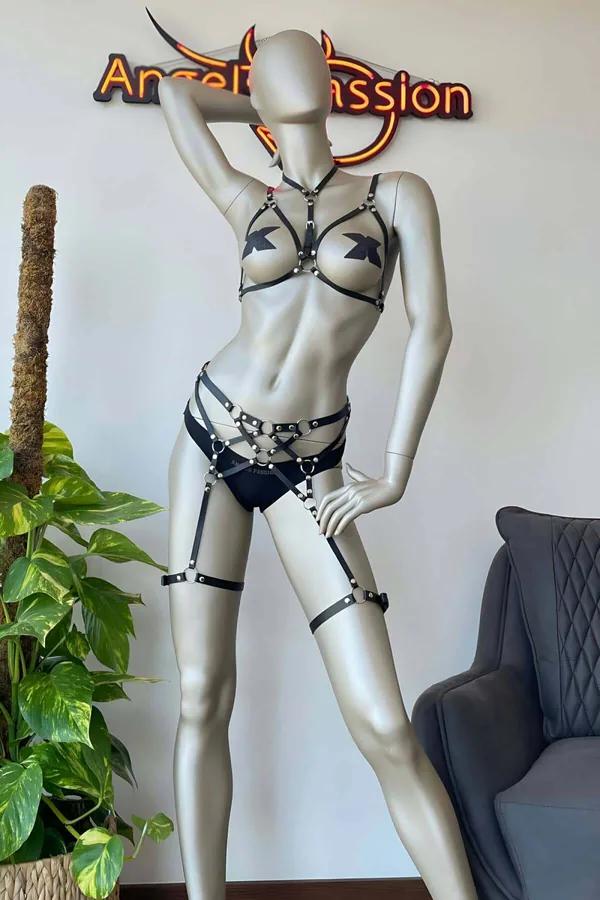 Full Body Harness Lingerie Set with Garter Straps