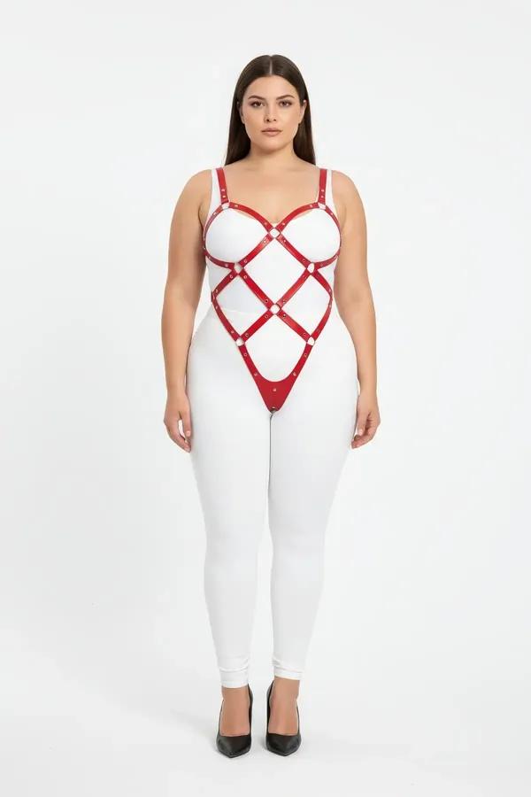 Red Full Body Harness with O-Ring Straps