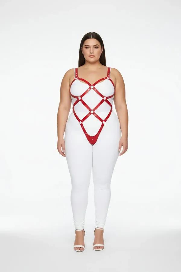 Red Full Body Harness with O-Ring Straps