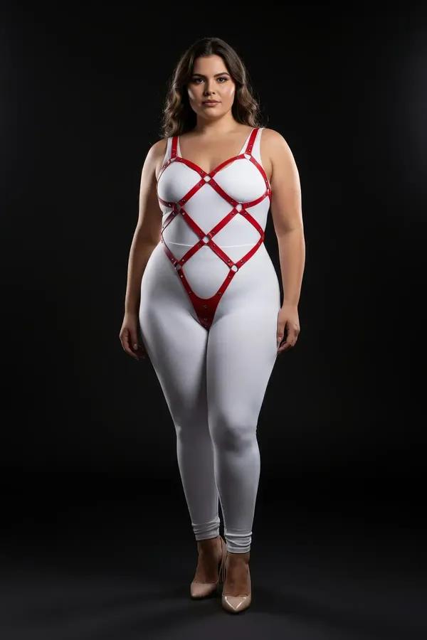 Red Full Body Harness with O-Ring Straps