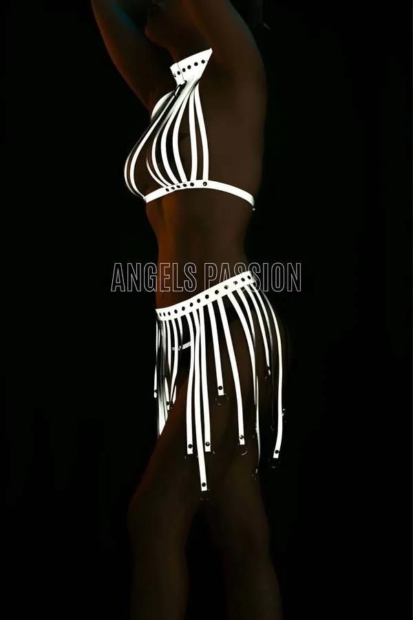Reflective Halter Harness & Fringe Skirt Set