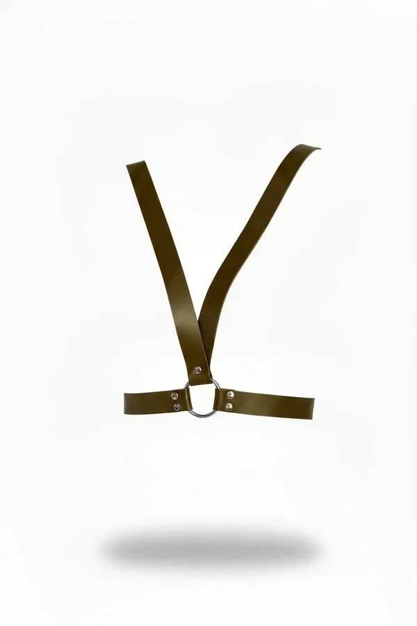 Minimalist Faux Leather Harness with Front O-Ring