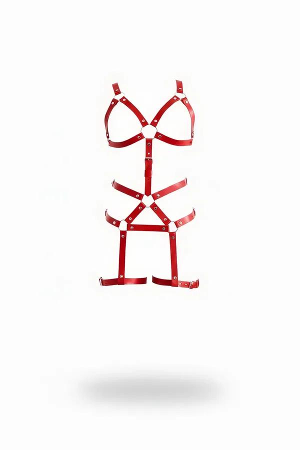 Red O-Ring Full Body Harness with Thigh Straps