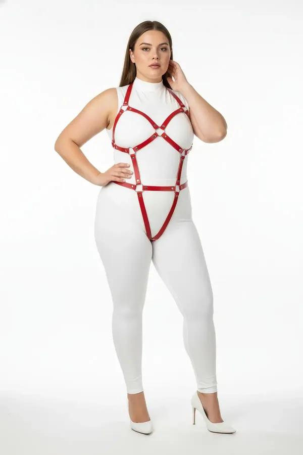 Full Body Harness with O-Ring Detail Red
