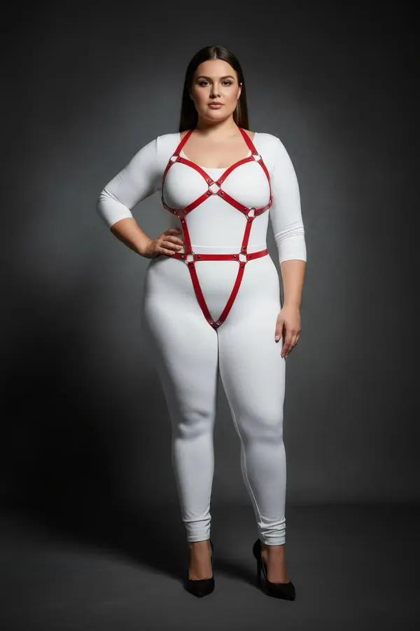 Full Body Harness with O-Ring Detail Red