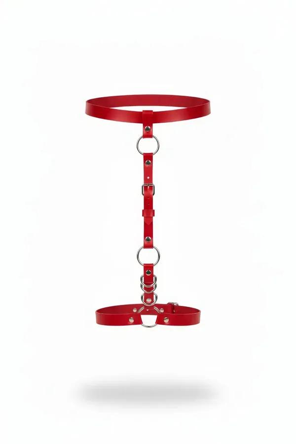 Faux Leather Single Leg Garter Harness with O-Ring Details