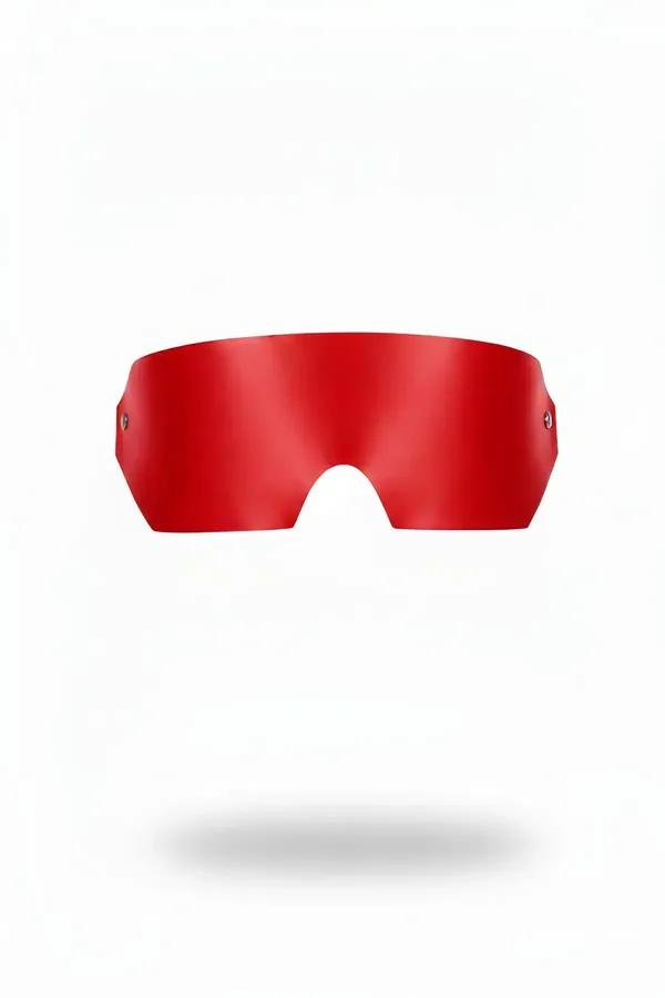 red faux leather blindfold eye mask structured visor with silver rivet accents and nose bridge cutout