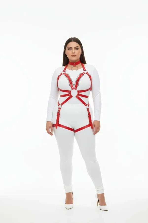 Red Strappy Full Body Harness with O-Ring