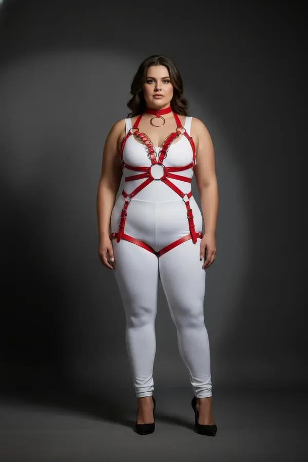Red Strappy Full Body Harness with O-Ring