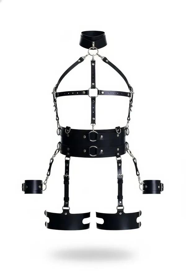 Full Body Harness with Neck Collar, Chains, and Cuffs