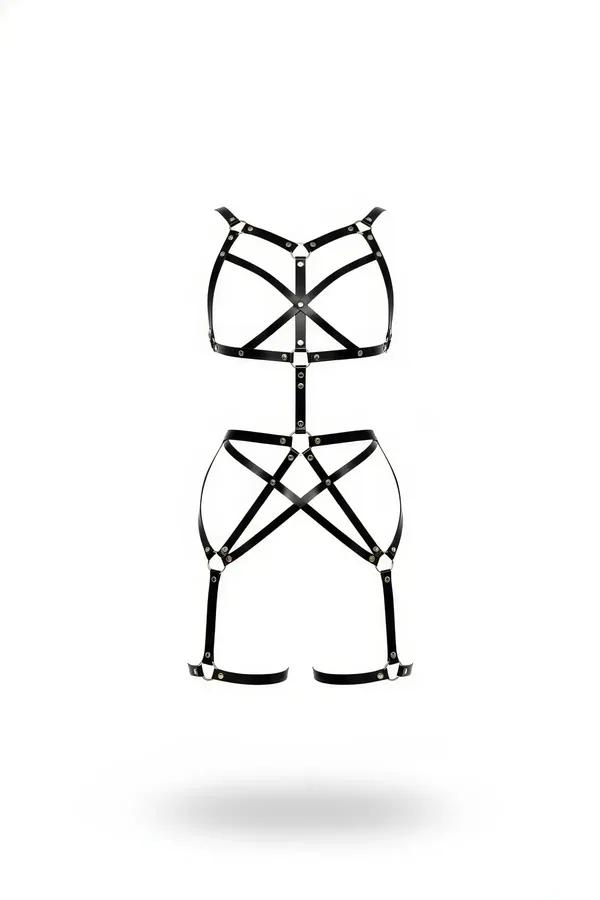 Strappy Full Body Harness with O-Ring Accents