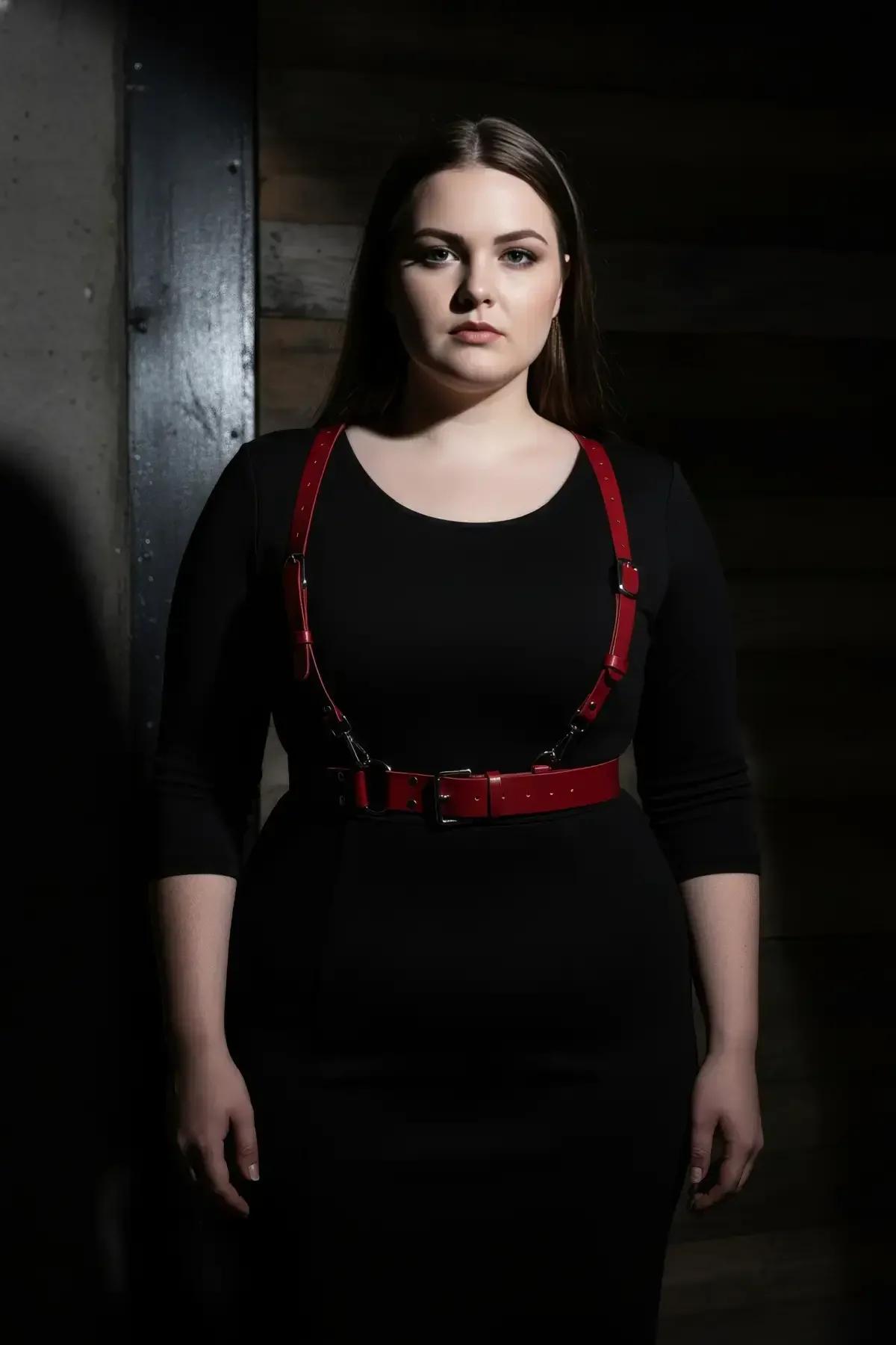 Red Faux Leather Suspender Waist Harness Belt