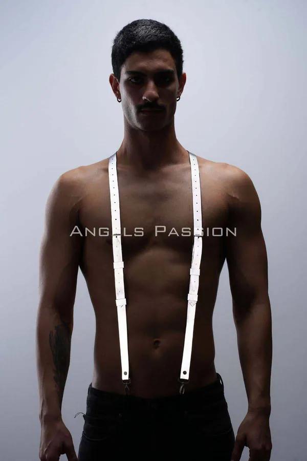 Reflective Suspenders Harness with Silver Clasps