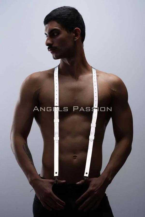 Reflective Suspenders Harness with Silver Clasps