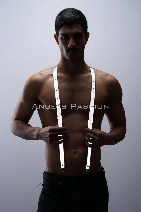 Reflective Suspenders Harness with Silver Clasps