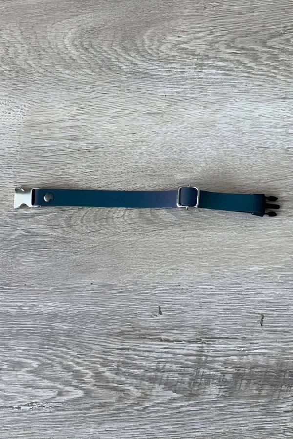 Reflektörlü kedi boyun tasması mavi PVC band gümüş çelik quick-release toka ve D-halka kaydırıcı