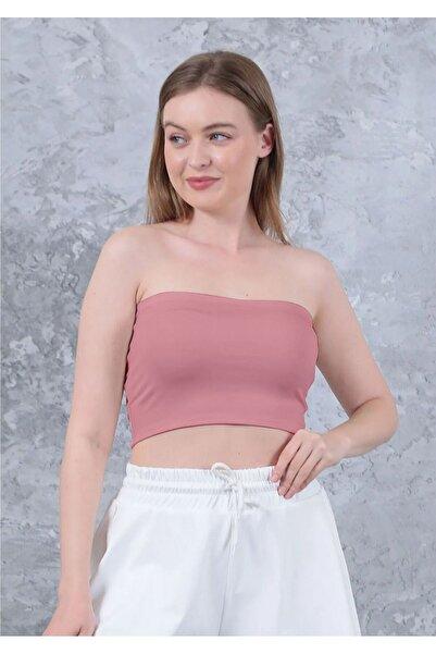 WAYS Kadın Pembe Straplez Büstiyer Crop Toparlayıcı Modern & Kombin Dostu