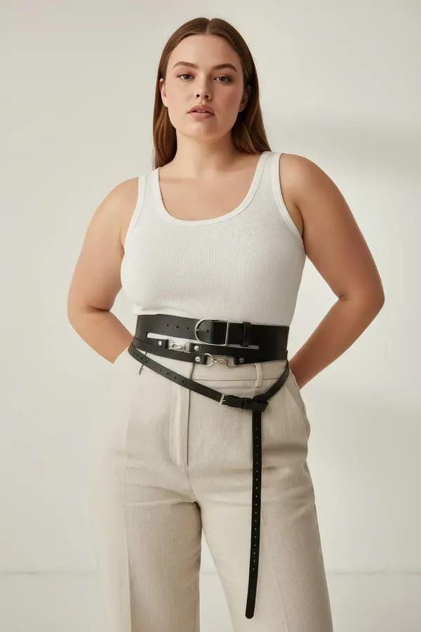 Multi-Strap Waist Harness Belt with Buckle Details