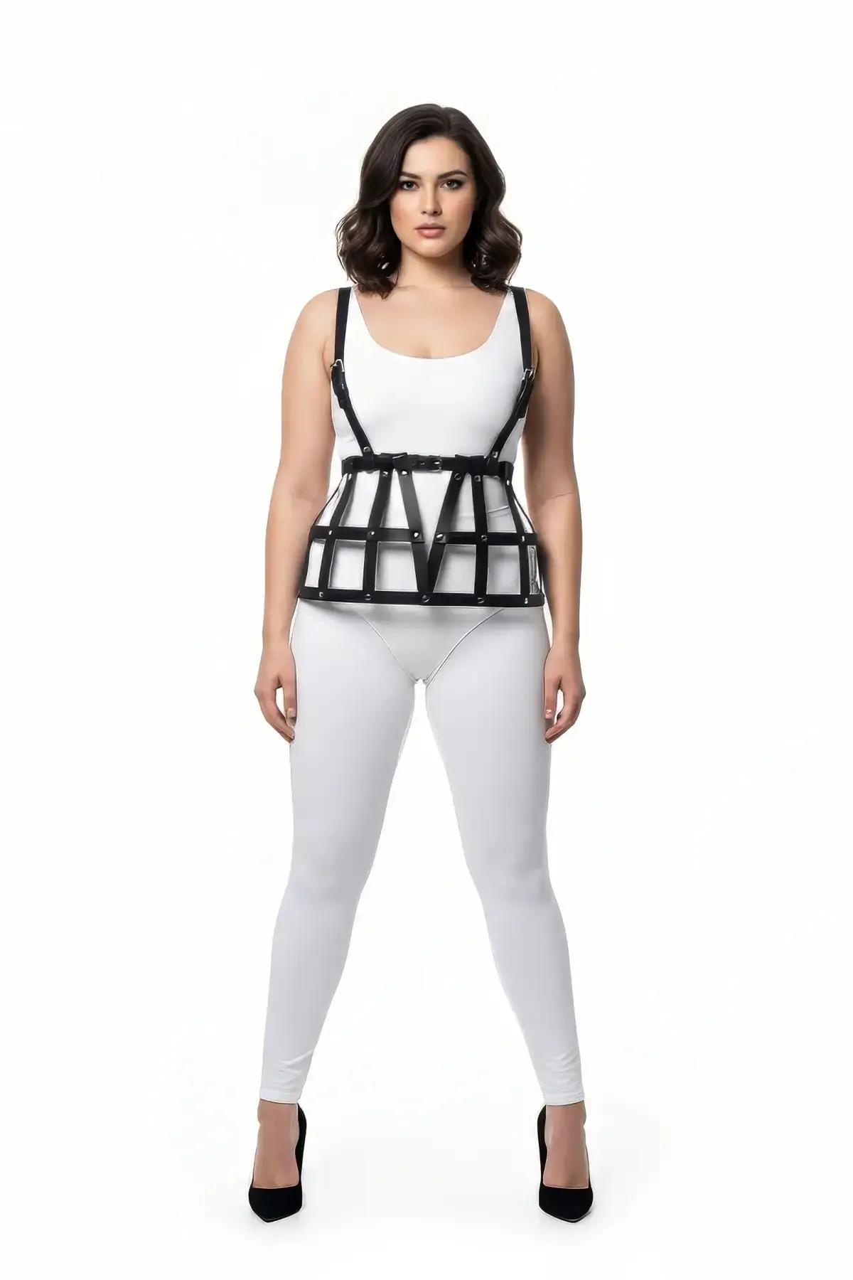 Structured Faux Leather Cage Body Harness