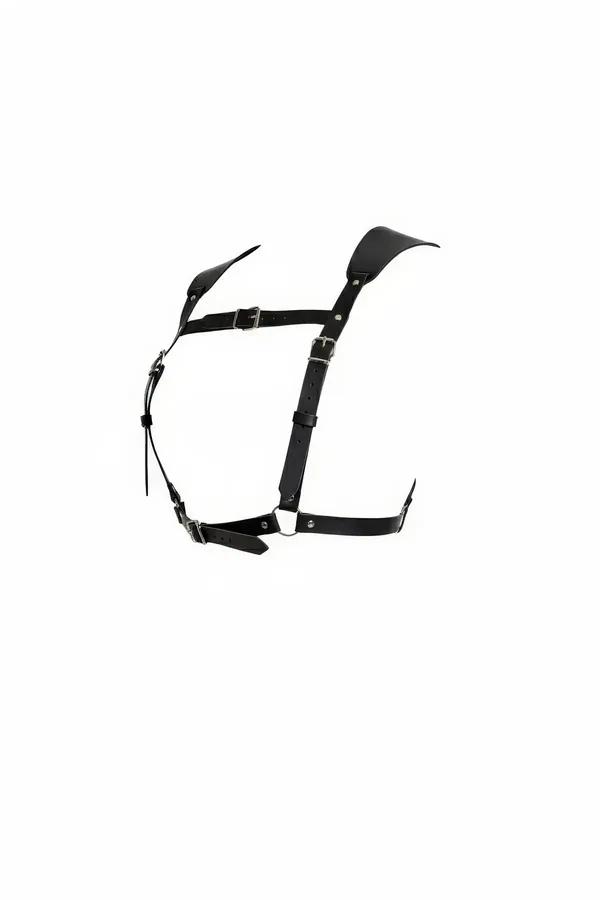 Adjustable Faux Leather Shoulder Harness with Front O-Ring