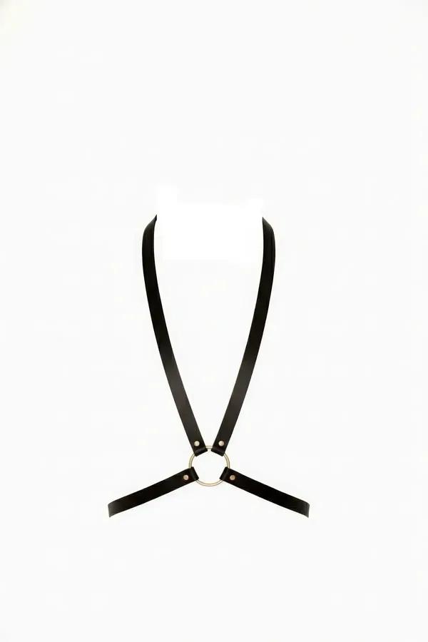 Minimalist Faux Leather Chest Harness with Central O-Ring