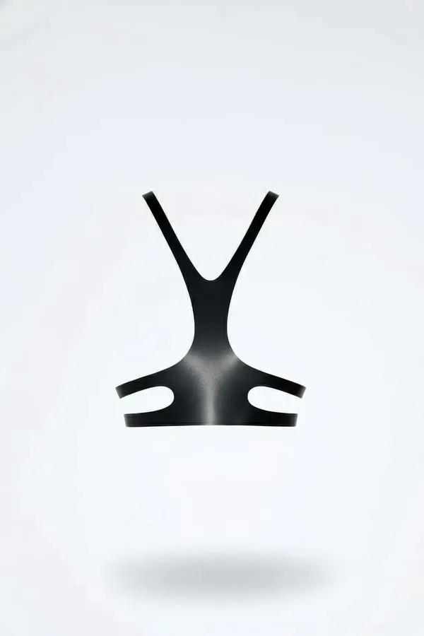 Sculptural Faux Leather Y-Strap Harness Top
