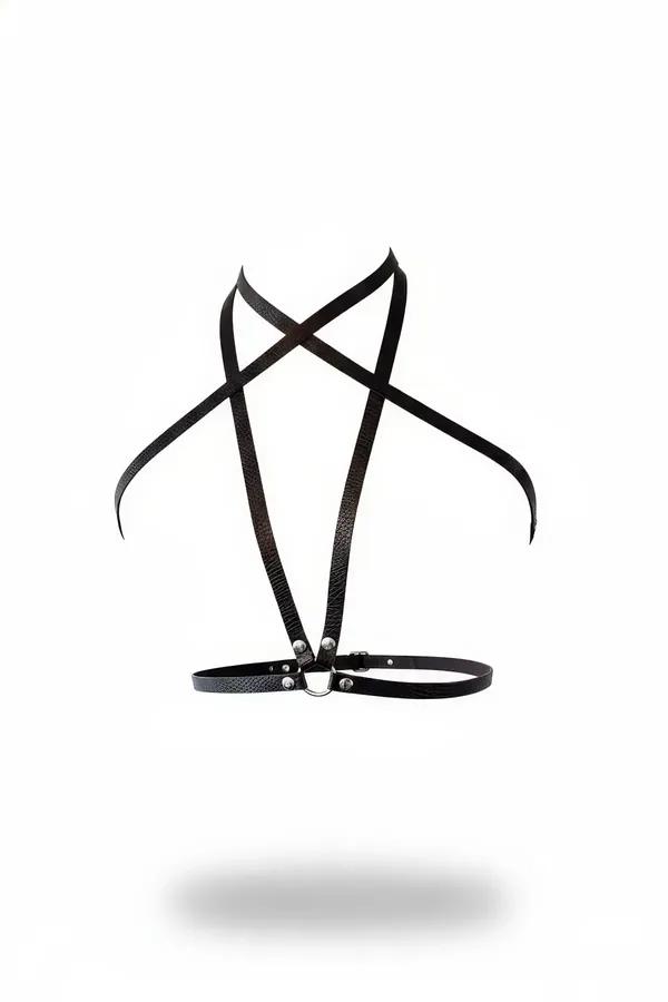 Minimalist Faux Leather Chest Harness with O-Ring