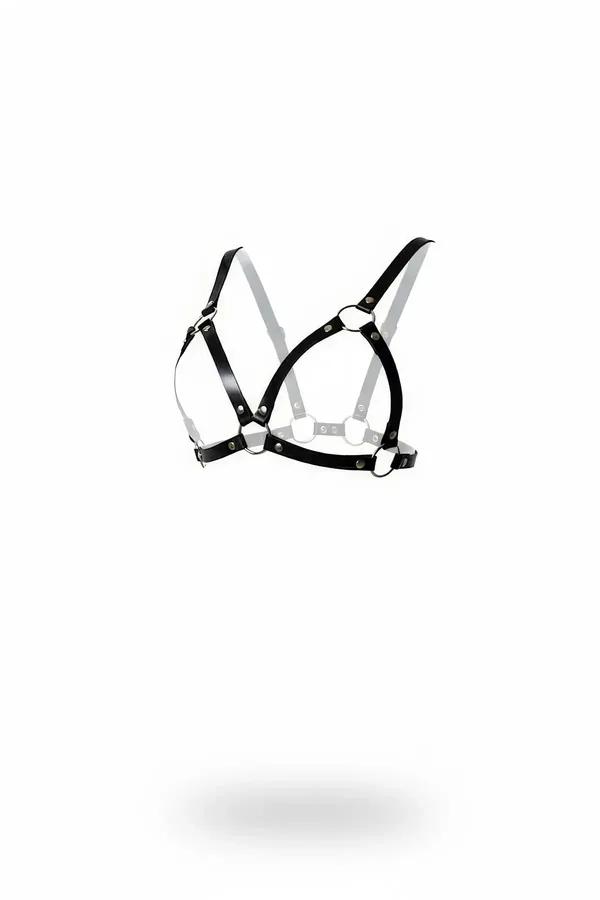 Faux Leather Chest Harness Bralette with O-Ring Details