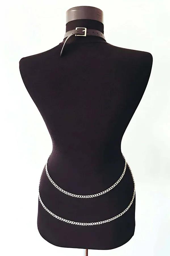 Chain & Faux Leather Harness with O-Ring