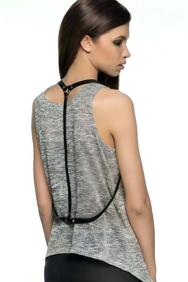 Minimalist Faux Leather Body Harness with O-Ring